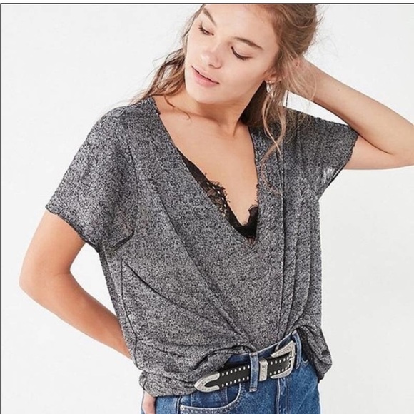 Urban Outfitters Tops - Urban Outfitters Project SocialT Black Marled V-neck T-shirt Top Tee Sz L